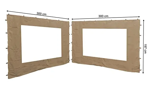 Quick Star Pavillonseitenteil mit Fenster 2er Set - Pavillon-Seitenteile für 3x3m Pavillons, mit praktischen Fenstern und Klettband-Befestigung, ideal für Garten, Terrasse und Camping.