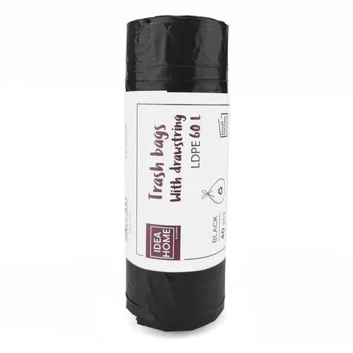 IDEA HOME Müllbeutel 60L, 40-Stück, Müllbeutel mit Kordelzug, Müllsäcke aus Kuns