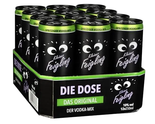Kleiner Feigling Die Dose (12 x 250ml) – Fruchtiger Vodka-Mix für unterwegs - Cocktails: Genieße den spritzigen Feigengeschmack in handlichen Dosen mit 10% vol. Perfekt für Strand, Festivals und spontane Feiern – dein idealer Begleiter!