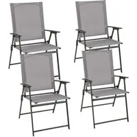Costway 4er Set Klappbare Gartenstühle Schwarz - Praktisches 4er Set klappbarer Gartenstühle aus wetterfestem Stoff und robustem Metallrahmen. Ideal für Garten, Balkon oder Pool. Ergonomisches Design für hohen Komfort und einfache Lagerung.
