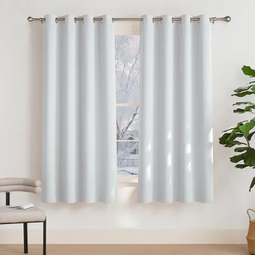 PONY DANCE Wohnzimmer Gardinen mit Ösen Verdunkelungsvorhang Kurz Gardienen 2-Set Blickdichte Vorhänge Schlafzimmer Blackout Curtain, H 158 x B 132 cm