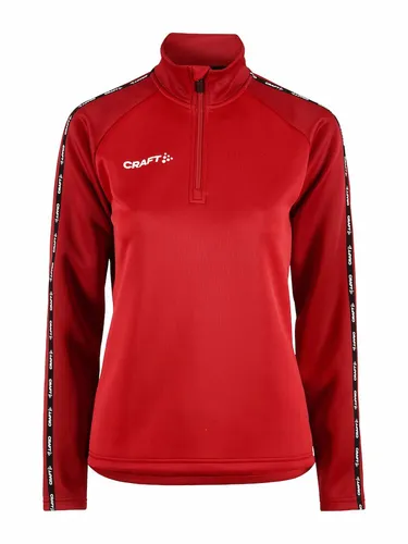 Craft Sport-Langarmshirt Squad 2.0 Halfzip - Damen Trainingstrikot in Rot, Größe XL - Badmintonbekleidung für Damen: Ergonomisches Design und hohe Elastizität sorgen für optimale Bewegungsfreiheit und Feuchtigkeitstransport – ideal für intensives Training.