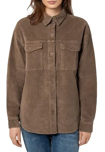 Eight 2 Nine Damen Cord Hemdjacke – Lässige Cordjacke mit Knopfleiste brown XL
