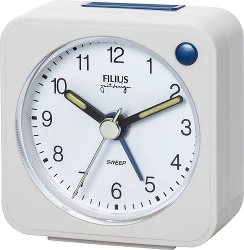 Filius 0524-0 Wecker ohne Ticken Kleinformat 5,5 x 5,5 cm Weiß
