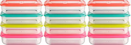 Kigima Gefrierdosen 12x1,8L rechteckig mehrfarbig – Vorratsdosen mit Deckel luftdicht – Frischhaltedosen mit Deckel – Aufbewahrungsbox Küche für Mealprep & Organisation