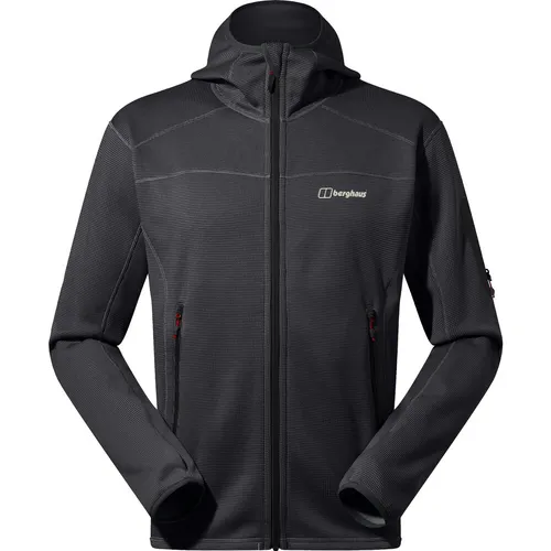 Berghaus Pravtale MTN 2.0 HD Fleece Jacket AM carbon/black (C63) L - Outdoor Freizeitjacken für Herren mit außergewöhnlicher Bewegungsfreiheit durch Stretch-Material und robuster Kapuze für optimalen Wetterschutz.