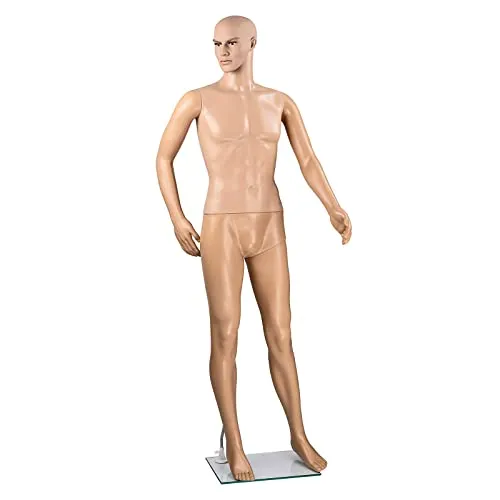 DEMA Schaufensterpuppe männlich 185 cm – Schneiderpuppe, Herrenpuppe, Dekofigur – mit Standplatte, stabil, ideal für Mode, Boutique & Präsentation