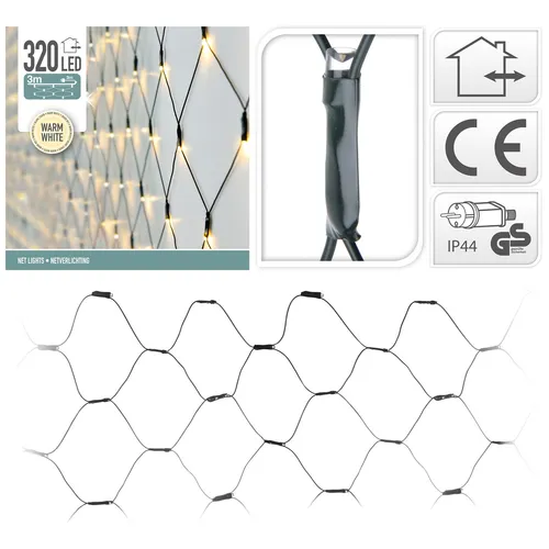 320er LED Lichternetz 3x1,5m Warmweiß - Indoor Outdoor Lichterkette, perfekte Weihnachts- und Partybeleuchtung für stimmungsvolle Dekoration