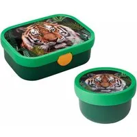 Mepal Kinder Obst- und Bento Box Campus meets Fruits - Praktische Brotdose mit zwei Fächern (300 & 750 ml), BPA-frei und spülmaschinenfest. Inklusive Gabel und sicherem Clip-Verschluss für kinderfreundliches Essen unterwegs.