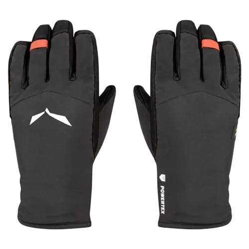 Salewa Damen Ortles PTX/TWR Handschuhe (Größe M, schwarz) - Fingerhandschuhe für Ski- und Bergsteiger, ausgestattet mit Lederinnenhand und TirolWool Responsive für optimale Wärme und Funktionalität.