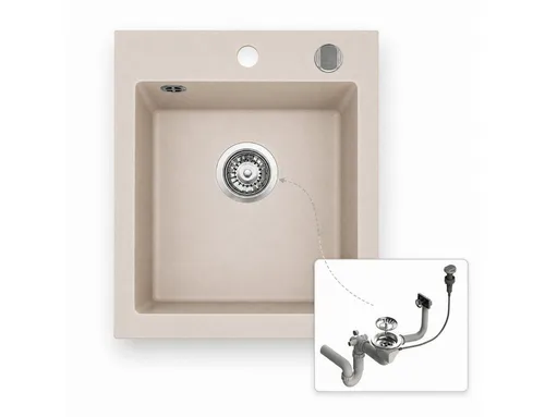 Manestein Granit Spülbecken, Einbauspüle Beige Gesprenkelt