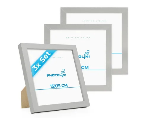 PHOTOLINI Bilderrahmen 3er Set, stabiles MDF-Holz, mit Acrylglas, extra Zubehör, (3er Set)