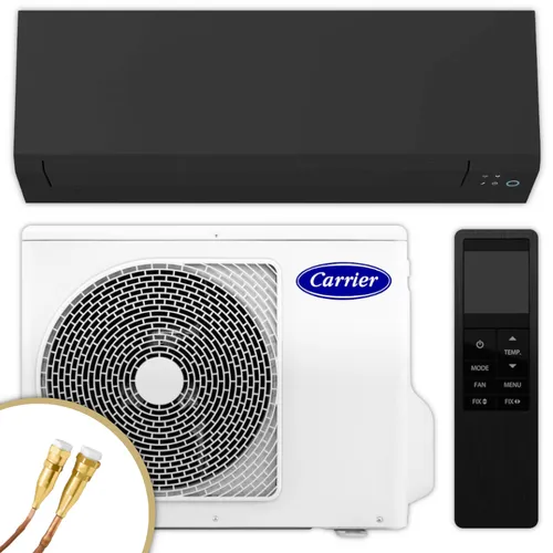 Carrier Split Klimaanlage High Line 3,5 kW Mattschwarz - Quick Connect-Klimaanlage für Räume bis 40 m², flüsterleise mit App-Steuerung und Feinstaubfilter, ideal für ganzjährigen Einsatz.