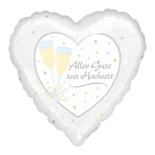 Amscan 3216801 - Standard Folienballon Alles Gute zur Hochzeit, circa 43 cm, Heliumballon