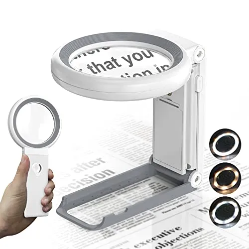 Lupe mit Licht und Ständer, 30X 10X Faltbare Leselupe von kinkaocio