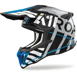 Airoh Strycker Brave Motocross Helm, schwarz-grau-blau, Größe S für Männer