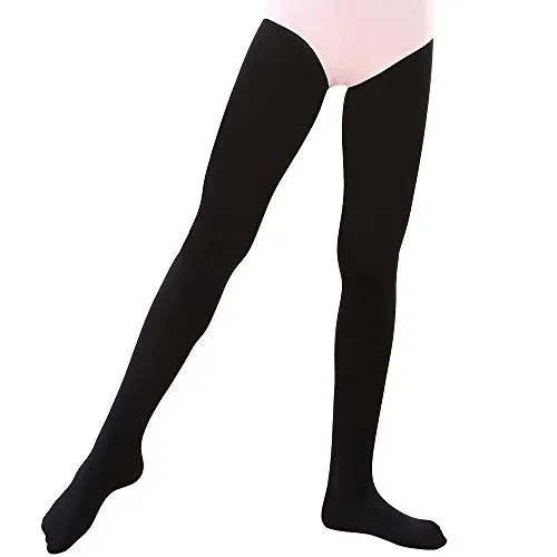 Soudittur Ballett Strumpfhose für Mädchen und Damen mit Fuß Ultra-Stretch, 1 Paar Schwarz, Gr.- XS (90-110 cm)