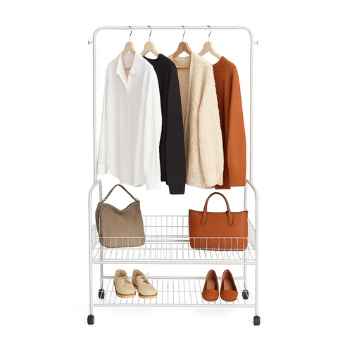 Kleiderständer Garderobenständer - Freistehende Rollgarderobe - Praktischer Kleiderständer aus robustem Eisen, 90 cm breit und 165 cm hoch, ideal für platzsparende Aufbewahrung und vielseitige Nutzung in jedem Raum.