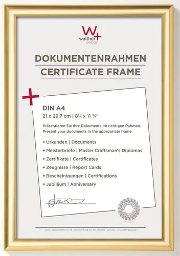 Walther Bilderrahmen Kunststoffrahmen Trendstyle KP130G 21x29,7cm gold