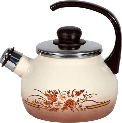 Karl Krüger Wasserkessel 2 Liter, Stahlemaille - Emaillierter Wasserkessel mit Dekor, 2 Liter Volumen, geeignet für alle Herdarten inklusive Induktion, ideal für Teeliebhaber.