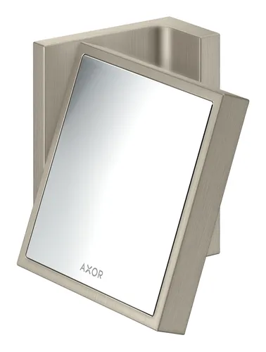 AXOR Universal Rectangular Rasierspiegel Chrom - Kosmetikspiegel mit neigbarem Spiegelglas, 1,7-fach Vergrößerung und verdeckter Wandmontage – ideal für präzises Rasieren und Schminken.