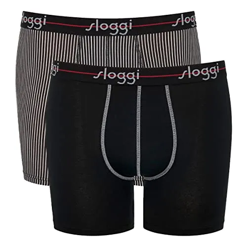 Sloggi Herren Start Short C2P box - Komfortable Shorts in roter und dunkler Kombination - Herren-Boxershorts aus weicher Baumwolle, 2er Pack mit optimaler Passform und angenehmem Taillenband für den ganzen Tag.