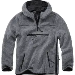 Brandit Teddyfleece Worker Pullover - Warm und Bequem in Anthrazit, Größe L - Funktionsjacken mit hochflorigem Teddy-Fleece für hohe Wärmeleistung und Tragekomfort. Ideal für kalte Tage, mit geräumiger Kapuze und praktischen Taschen.