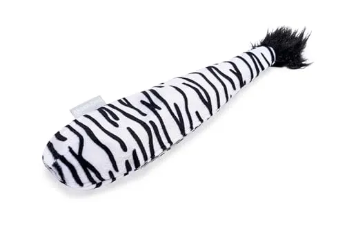 Beeztees Catnip Dschungel Zebraschwanz, Katzenspielzeug, Plüsch, Schwarz/Weiß, 30x8x3 cm