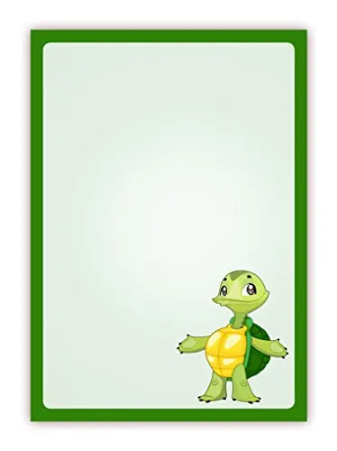 Motiv Briefpapier Kinder (Turtle-5046, DIN A4 25 Blatt) Hero Schildkröte grün Tier