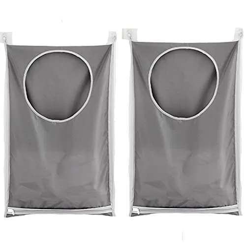Stück Hängend Wäschekorb Tür wäschesack wäschesammler Organizer Tasche für Schlafzimmer Badezimmer, Wird in Schlafzimmerschränken, Türen, Wänden und Sogar auf Reisen Verwendet (Dunkelgrau) 2