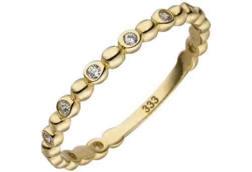 Schmuck Krone Goldring Kugelring mit 11 Zirkonia, 333 Gelbgold, Gold 333