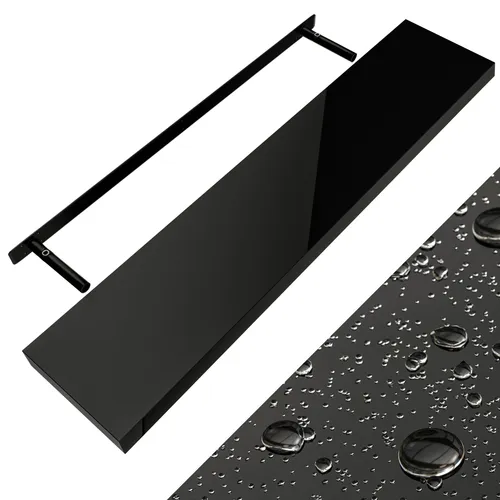 Casaria® Wandregal Holz Schwarz 110cm - Schweberegal mit 15kg Tragkraft, ideal für Küche, Wohnzimmer und mehr; modernes Design für einen cleanen Look und einfache Montage.