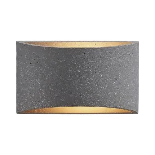 Lindby Wandleuchte Edvin - dimmbar, moderne Betonlampe - Moderne Wandleuchte in Grau aus Beton, dimmbar und ideal für Schlafzimmer, Wohnzimmer oder Flur. Lichtstrom von 250 lm bei warmweißem Licht (3.000 K) für gemütliche Atmosphäre.