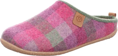 Rohde Damen Pantoffel Hausschuh Filz kariert Rivoli-D 6872, Größe 37 EU, Pink - Hausschuhe aus weichem Filz mit rutschsicherer Laufsohle, ideal für gemütliche Stunden zuhause und warme Füße.