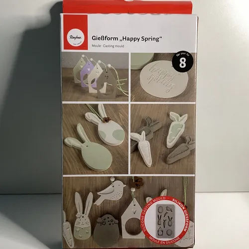 Silikon-Gießform „Happy Spring“ mit 8 verschiedenen Motiven von Rayher