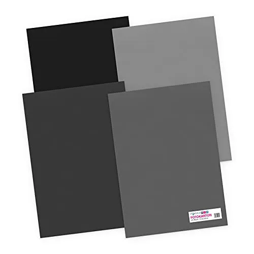 itenga Tonpapier 24 Blatt DIN A4 130 g/qm Grautöne - Farbmix - 4 Farben je 6 Blatt Tonpapier Bastelpapier Bogen durchgefärbt zum kreativen Gestalten und Basteln