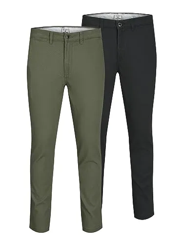 JACK & JONES Male Chino 2er-Pack Marco - Wanderhosen im 2er-Pack mit schmaler Passform und Stretchanteil für optimalen Tragekomfort, perfekt für lässige Outdoor-Aktivitäten.