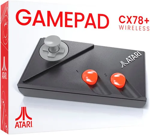 ATARI CX78+ Wireless Gamepad - Kabelloser Gamepad-Controller für Atari Retro Konsolen, bietet 25 Stunden Akkulaufzeit und präzise Steuerung mit Analog Stick und 4-Wege-Steuerkreuz.