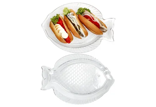 MamboCat Servierplatte 2x Fischplatte OSLO Gr. L LxB 35x24cm Glas Fisch-Relief Servier-Teller, Glas