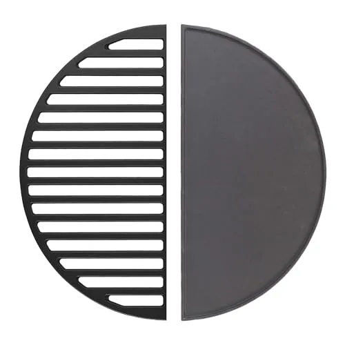 Wiltec Gusseisen Grillrost und Grillplatte, Gussrost für Grill mit guter Hitzespeicherung, Grillgitter für typische Grillstreifen, Grillzubehör für BBQ