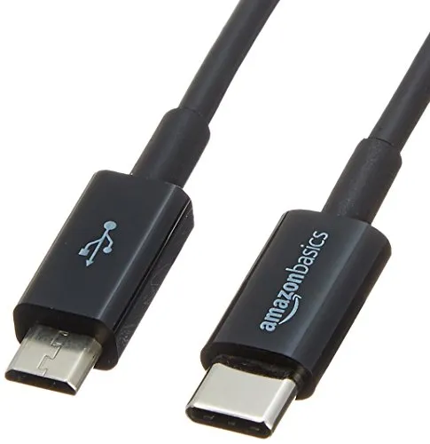 Amazon Basics Verbindungskabel, USB-C auf Micro USB Typ B, USB 2.0, 0.9 m, Schwarz