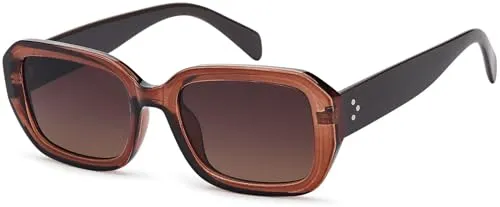 styleBREAKER Damen Retro Sonnenbrille mit breitem Kunststoff Rahmen und Rechteckigen Polycarbonat Gläsern 09020143, Farbe:Gestell Braun-Mocca/Glas Braun Getönt