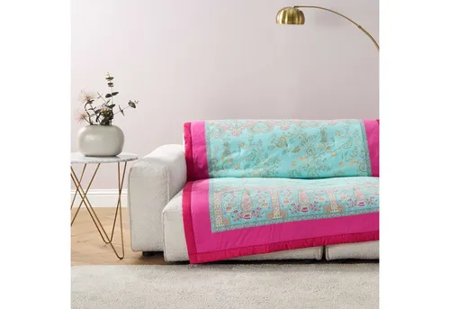Bassetti Plaid INDIAN ROSES | T1 Turchese 135 x 190 in blau von Bassetti