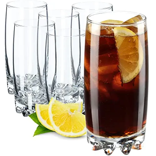 KADAX Wassergläser, Set de 6, Trinkgläser, Saftgläser aus Glas, robuste Gläser für Wasser, Saft, Garten, Party, Drink, Bier, Universalgläser, Cocktailgläser, Getränkegläser (Nadia, 365ml)