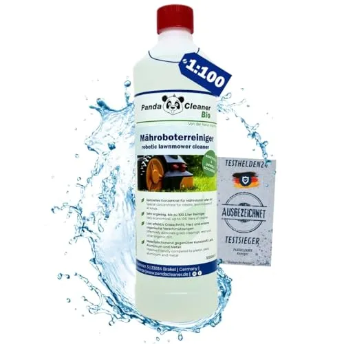 PandaCleaner BIO Rasenmäher Roboter Reinigungsmittel - 1L Hochkonzentrat 1:100 - Rasenmäher Roboter Zubehör für Bosch, Einhell, Gardena, Husqvarna, Stihl, Wolf-Garten, Worx, Robomow uvw.