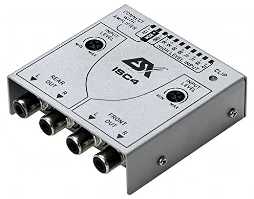 ESX - 4Kanal ISC4 HIGH-to-Low Level Adapter HighLow - Audio & Video Adapter, ermöglicht die Verbindung von Hochpegel- mit Tiepegel-Signalen für eine optimale Klangübertragung.