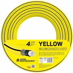 Cellfast YELLOW Gartenschlauch 20m - Gartenschlauch aus strapazierfähigem 4-lagigem Material, UV- und algenfest, mit einem Berstdruck von 20 bar und temperaturbeständig von -10 bis +50°C für ganzjährige Nutzung.