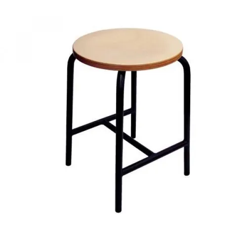 H-Streben Hocker, Gestell schwarz Sitz Buche Schichtholz