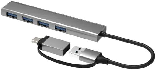 Callstel Verteiler: USB-A/C-Hub mit 4 Ports, 4X USB-A 3.2, bis 5 Gbit/s, Aluminium (Splitter, C Splitter, Mehrfachstecker)