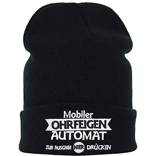 EXPRESS-STICKEREI Lustige Strickmütze - Warme Wintermütze mit Spruch Mobiler Ohrfeigenautomat - Beanie für Damen und Herren - Unisex Wollmütze - Haube mit Spruch